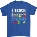 Autism Teacher I Teach Awesome Kid Autistic Mens T-Shirt Cotton Gildan Royal Blue
