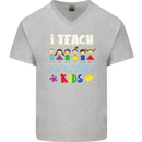 Autism Teacher I Teach Awesome Kid Autistic Mens V-Neck Cotton T-Shirt Sports Grey