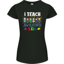 Autism Teacher I Teach Awesome Kid Autistic Womens Petite Cut T-Shirt Black
