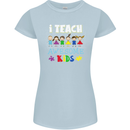 Autism Teacher I Teach Awesome Kid Autistic Womens Petite Cut T-Shirt Light Blue