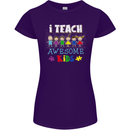 Autism Teacher I Teach Awesome Kid Autistic Womens Petite Cut T-Shirt Purple