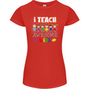 Autism Teacher I Teach Awesome Kid Autistic Womens Petite Cut T-Shirt Red