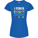 Autism Teacher I Teach Awesome Kid Autistic Womens Petite Cut T-Shirt Royal Blue