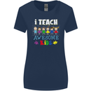 Autism Teacher I Teach Awesome Kid Autistic Womens Wider Cut T-Shirt Navy Blue