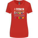 Autism Teacher I Teach Awesome Kid Autistic Womens Wider Cut T-Shirt Red