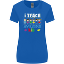 Autism Teacher I Teach Awesome Kid Autistic Womens Wider Cut T-Shirt Royal Blue