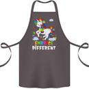 Autism Unicorn Embrace Different Autistic Cotton Apron 100% Organic Dark Grey