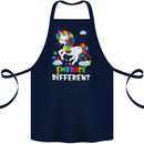 Autism Unicorn Embrace Different Autistic Cotton Apron 100% Organic Navy Blue