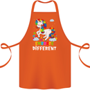 Autism Unicorn Embrace Different Autistic Cotton Apron 100% Organic Orange