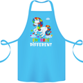 Autism Unicorn Embrace Different Autistic Cotton Apron 100% Organic Turquoise