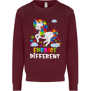 Autism Unicorn Embrace Different Autistic Kids Sweatshirt Jumper Maroon