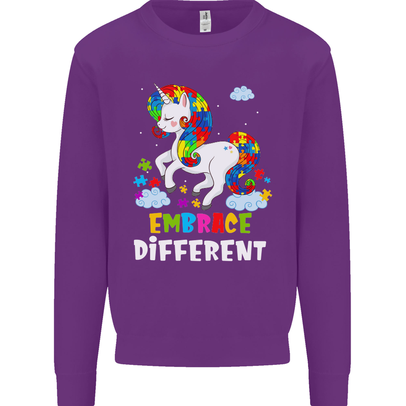 Autism Unicorn Embrace Different Autistic Kids Sweatshirt Jumper Purple