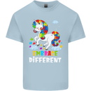 Autism Unicorn Embrace Different Autistic Kids T-Shirt Childrens Light Blue