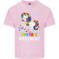 Autism Unicorn Embrace Different Autistic Kids T-Shirt Childrens Light Pink