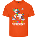 Autism Unicorn Embrace Different Autistic Kids T-Shirt Childrens Orange