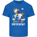 Autism Unicorn Embrace Different Autistic Kids T-Shirt Childrens Royal Blue