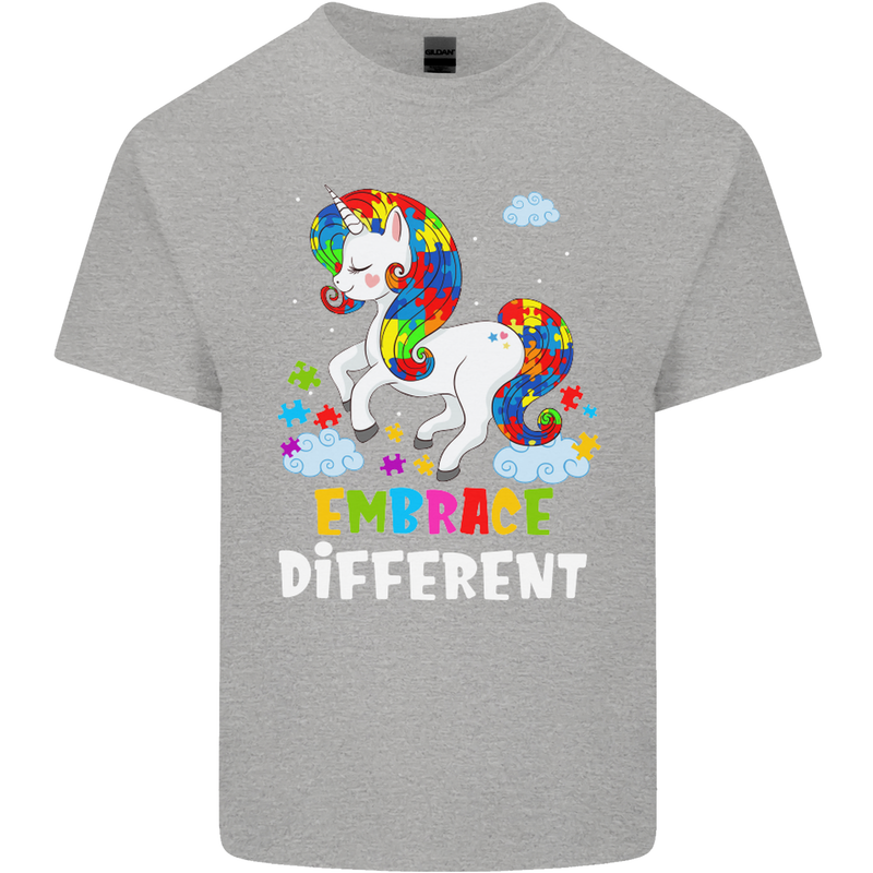 Autism Unicorn Embrace Different Autistic Kids T-Shirt Childrens Sports Grey