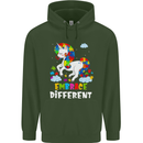 Autism Unicorn Embrace Different Autistic Mens 80% Cotton Hoodie Forest Green