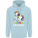 Autism Unicorn Embrace Different Autistic Mens 80% Cotton Hoodie Light Blue
