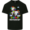 Autism Unicorn Embrace Different Autistic Mens Cotton T-Shirt Tee Top Black