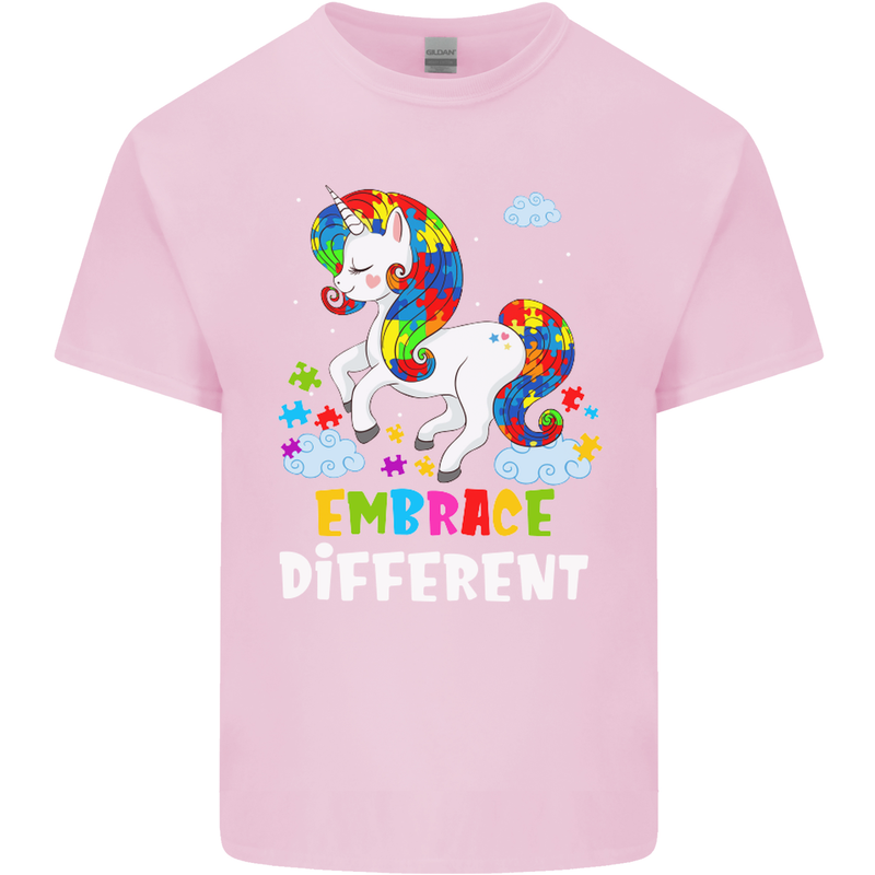 Autism Unicorn Embrace Different Autistic Mens Cotton T-Shirt Tee Top Light Pink