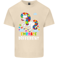 Autism Unicorn Embrace Different Autistic Mens Cotton T-Shirt Tee Top Natural