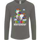 Autism Unicorn Embrace Different Autistic Mens Long Sleeve T-Shirt Charcoal