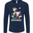 Autism Unicorn Embrace Different Autistic Mens Long Sleeve T-Shirt Navy Blue