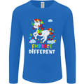 Autism Unicorn Embrace Different Autistic Mens Long Sleeve T-Shirt Royal Blue