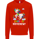 Autism Unicorn Embrace Different Autistic Mens Sweatshirt Jumper Bright Red