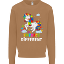 Autism Unicorn Embrace Different Autistic Mens Sweatshirt Jumper Caramel Latte