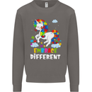 Autism Unicorn Embrace Different Autistic Mens Sweatshirt Jumper Charcoal