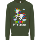 Autism Unicorn Embrace Different Autistic Mens Sweatshirt Jumper Forest Green