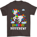 Autism Unicorn Embrace Different Autistic Mens T-Shirt Cotton Gildan Dark Chocolate
