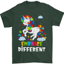 Autism Unicorn Embrace Different Autistic Mens T-Shirt Cotton Gildan Forest Green