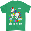 Autism Unicorn Embrace Different Autistic Mens T-Shirt Cotton Gildan Irish Green
