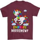 Autism Unicorn Embrace Different Autistic Mens T-Shirt Cotton Gildan Maroon