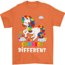 Autism Unicorn Embrace Different Autistic Mens T-Shirt Cotton Gildan Orange