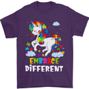 Autism Unicorn Embrace Different Autistic Mens T-Shirt Cotton Gildan Purple