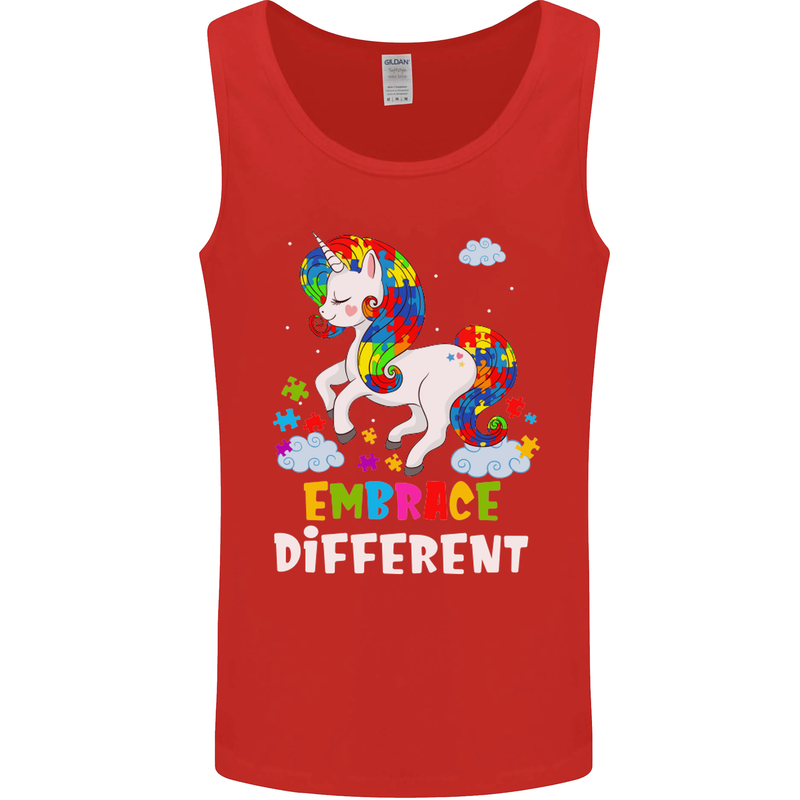 Autism Unicorn Embrace Different Autistic Mens Vest Tank Top Red