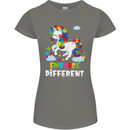 Autism Unicorn Embrace Different Autistic Womens Petite Cut T-Shirt Charcoal