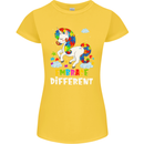Autism Unicorn Embrace Different Autistic Womens Petite Cut T-Shirt Yellow