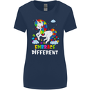 Autism Unicorn Embrace Different Autistic Womens Wider Cut T-Shirt Navy Blue