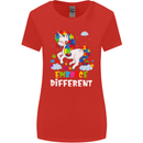 Autism Unicorn Embrace Different Autistic Womens Wider Cut T-Shirt Red