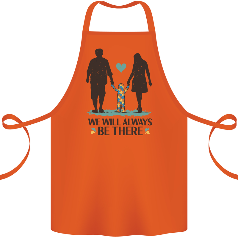 Autism We Will Always Be There Autistic Cotton Apron 100% Organic Orange