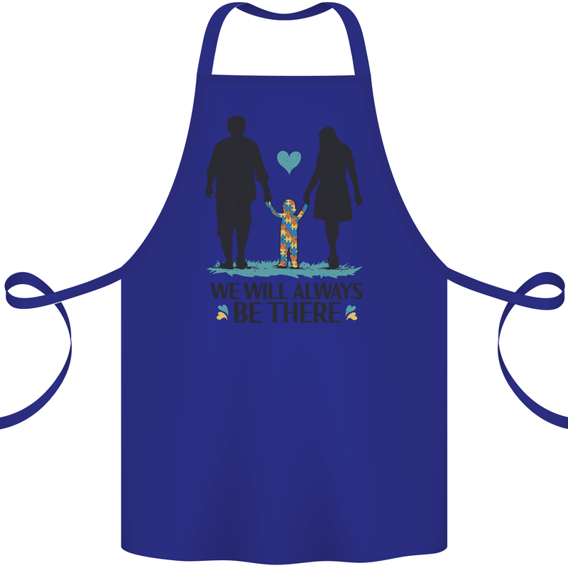 Autism We Will Always Be There Autistic Cotton Apron 100% Organic Royal Blue