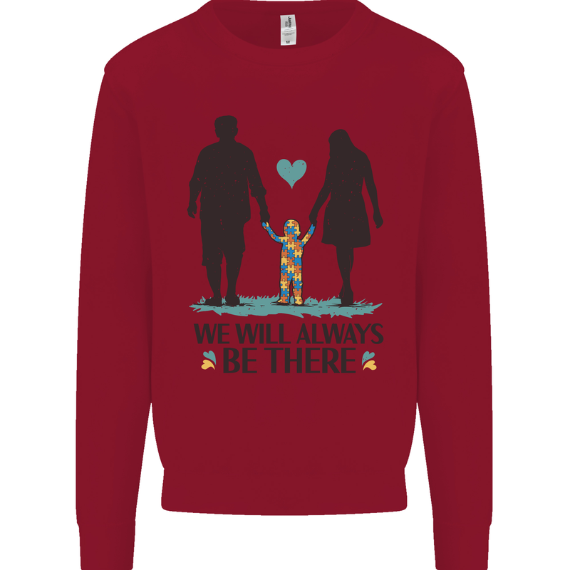 Autism We Will Always Be There Autistic Kids Sweatshirt Jumper Red