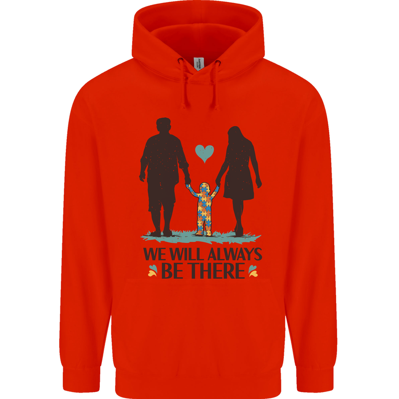Autism We Will Always Be There Autistic Mens 80% Cotton Hoodie Bright Red