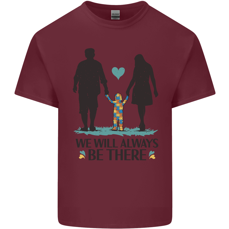 Autism We Will Always Be There Autistic Mens Cotton T-Shirt Tee Top Maroon