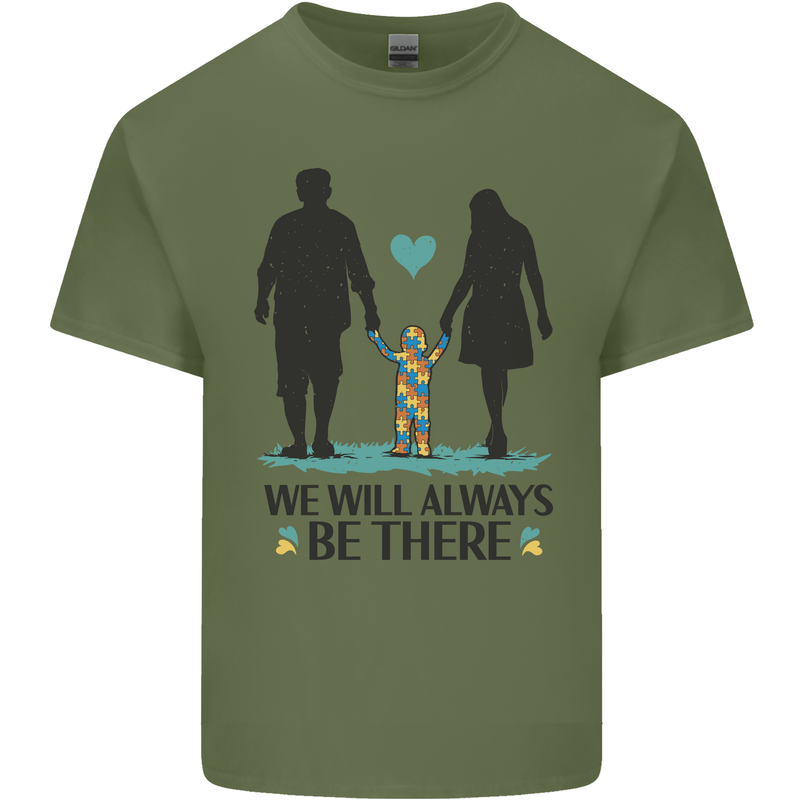 Autism We Will Always Be There Autistic Mens Cotton T-Shirt Tee Top Military Green